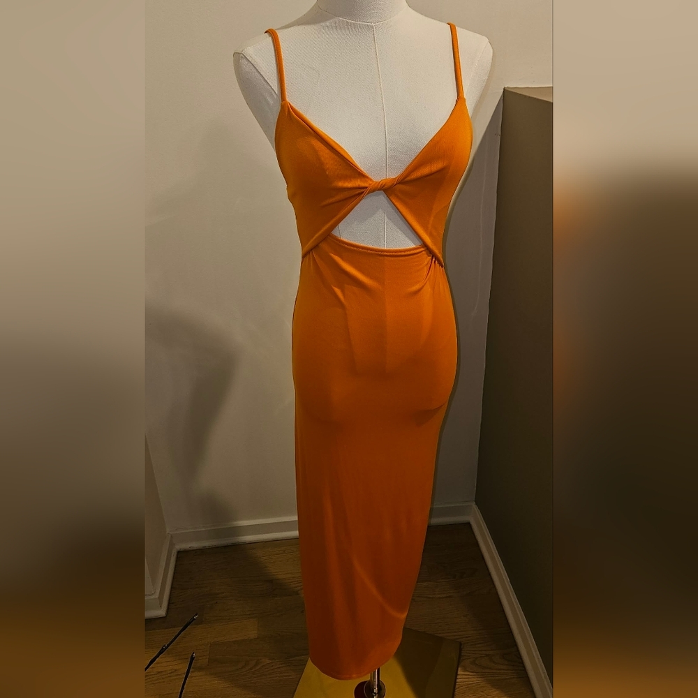 Zara Vibrant Orange Backless Dress